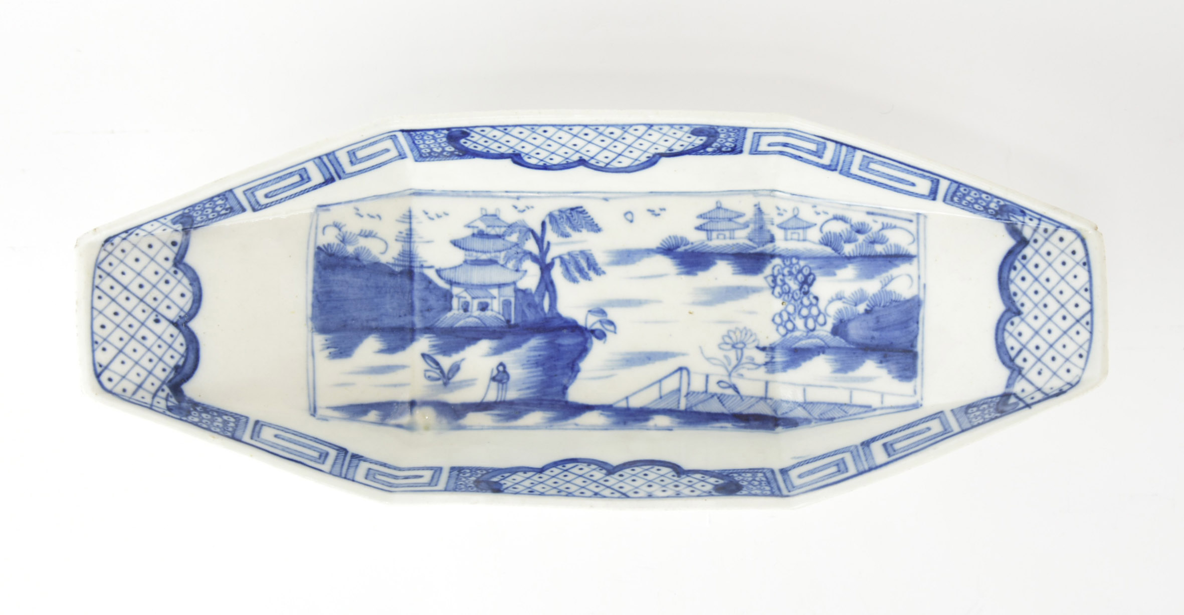 A rare Caughley 'Weir' radish dish, circa 1785-95 Sold for £950